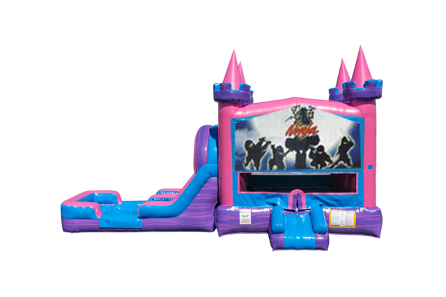 Ninjas Lucky princess combo Double Lane Wet/Dry with Bounce House 