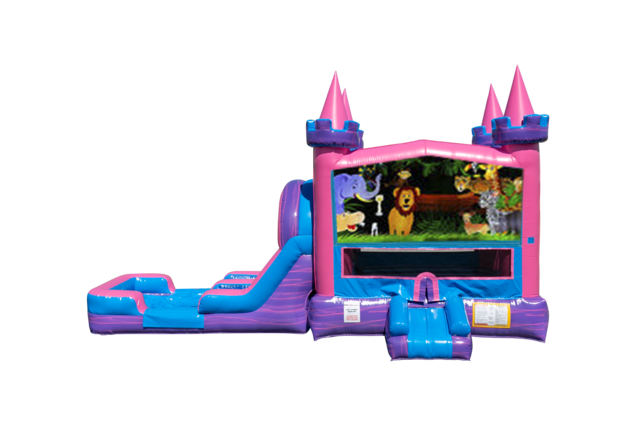 Safari Lucky princess combo Double Lane Wet/Dry with Bounce House 