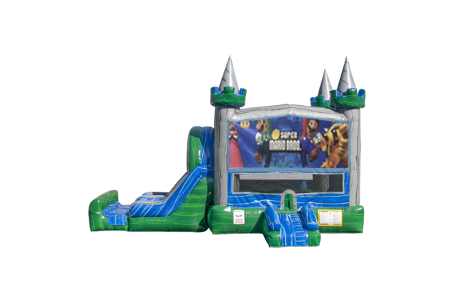 Super Mario Brothers Emerald combo Double Lane Wet/Dry with Bounce House