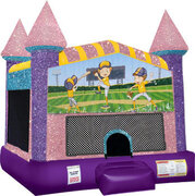 Baseball Inflatable bounce house with Basketball Goal Pink