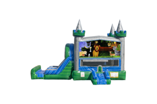 Safari Emerald combo Double Lane Wet/Dry with Bounce House