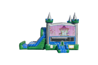 Carousel Emerald combo Double Lane Wet/Dry with Bounce House