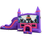 Ninjas Dream Double Lane Wet/Dry Slide with Bounce House