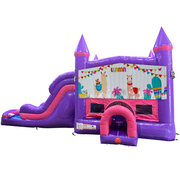 Llama Dream Double Lane Wet/Dry Slide with Bounce House