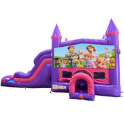 CoComelon Dream Double Lane Wet/Dry Slide with Bounce House