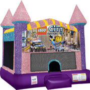 Lego City Inflatable bounce house with Basketball Goal Pink
