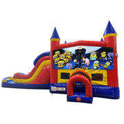 Despicable Me Double Lane Dry Slide with Bounce House