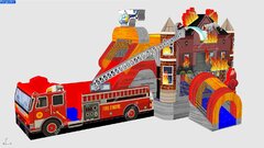 1-Fire Truck 3 in 1 water slide/Dry slide combo Bounce House rental