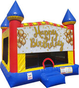 Happy Birthday Glitter Inflatable bounce house with Basketball Goal