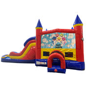 Baby Shark Double Lane Dry Slide with Bounce House