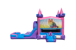 Caticorn Lucky princess combo Double Lane Wet/Dry with Bounce House 