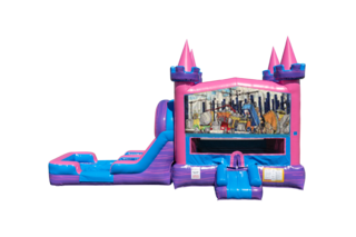 Construction Lucky princess combo Double Lane Wet/Dry with Bounce House 