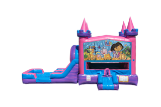 Dora Lucky princess combo Double Lane Wet/Dry with Bounce House 