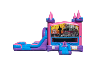 Firemen Fire Truck Lucky princess combo Double Lane Wet/Dry with Bounce House 