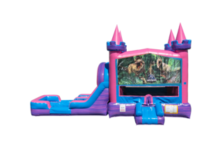 Jurassic Park Lucky princess combo Double Lane Wet/Dry with Bounce House 