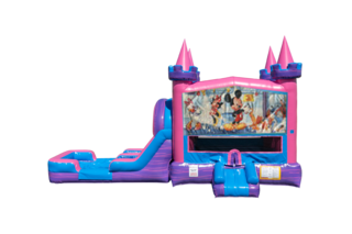 Mickey Mouse Lucky princess combo Double Lane Wet/Dry with Bounce House 