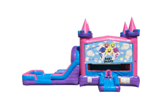 Baby Shark Lucky princess combo Double Lane Wet/Dry with Bounce House 