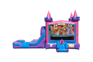 Lilo and Stitch Lucky princess combo Double Lane Wet/Dry with Bounce House 