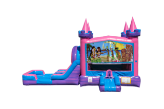 Luau Lucky princess combo Double Lane Wet/Dry with Bounce House 