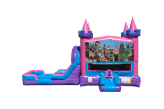 Minecraft Lucky princess combo Double Lane Wet/Dry with Bounce House 