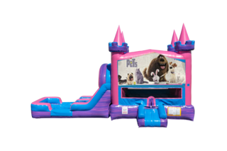 Secret Life of Pets Lucky princess combo Double Lane Wet/Dry with Bounce House 
