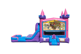 Western Lucky princess combo Double Lane Wet/Dry with Bounce House 
