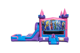 Power Rangers Lucky princess combo Double Lane Wet/Dry with Bounce House 