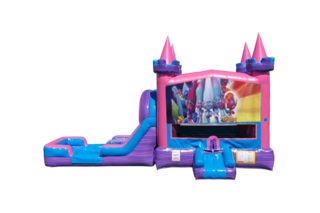 Trolls Lucky princess combo Double Lane Wet/Dry with Bounce House 