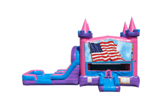 Patriotic Lucky princess combo Double Lane Wet/Dry with Bounce House 