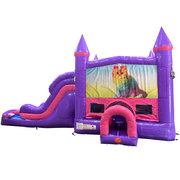 Caticorn Dream Double Lane Wet/Dry Slide with Bounce House