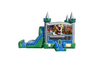 Christmas Emerald combo Double Lane Wet/Dry with Bounce House