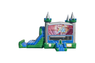 Cinderella Emerald combo Double Lane Wet/Dry with Bounce House