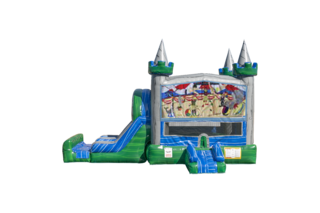Circus Fun Emerald combo Double Lane Wet/Dry with Bounce House