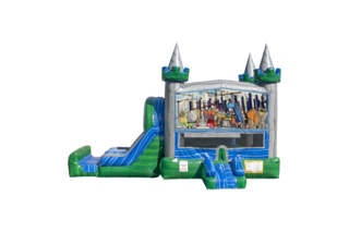 Construction Emerald combo Double Lane Wet/Dry with Bounce House