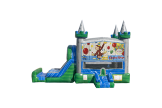 Curious George Emerald combo Double Lane Wet/Dry with Bounce House