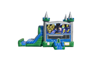 Despicable Me Emerald combo Double Lane Wet/Dry with Bounce House