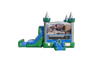 Fast and Furious Emerald combo Double Lane Wet/Dry with Bounce House
