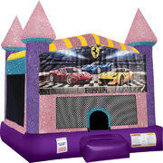 Ferrari Inflatable bounce house with Basketball Goal Pink