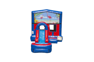 Flamingos Ez front slide bounce house combo