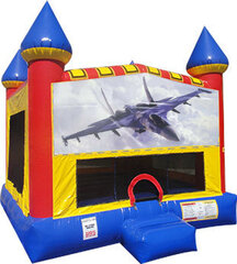 Fighter Jets Inflatable Bounce house with Basketball Goal