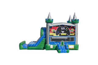 Game Controller Emerald combo Double Lane Wet/Dry with Bounce House