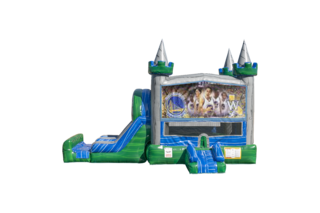 Golden State Warriors Emerald combo Double Lane Wet/Dry with Bounce House