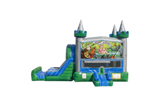 Happy Birthday Animals Emerald combo Double Lane Wet/Dry with Bounce House