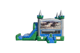 Horses Emerald combo Double Lane Wet/Dry with Bounce House