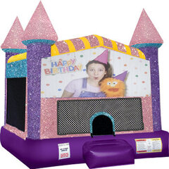 Ms. Rachel Inflatable Bounce house with Basketball Goal Pink