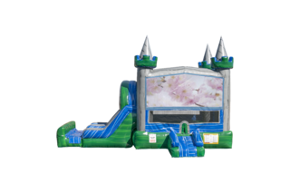 Flowers Emerald combo Double Lane Wet/Dry with Bounce House