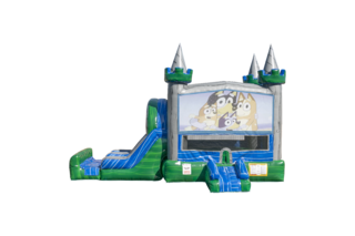 Bluey Emerald combo Double Lane Wet/Dry with Bounce House