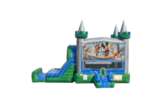 Mickey Mouse Emerald combo Double Lane Wet/Dry with Bounce House