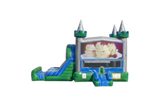 Cupcakes Emerald combo Double Lane Wet/Dry with Bounce House
