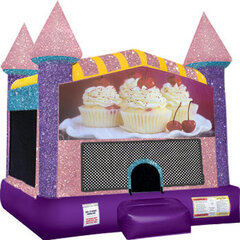 Cupcakes Inflatable Bounce house with Basketball Goal Pink